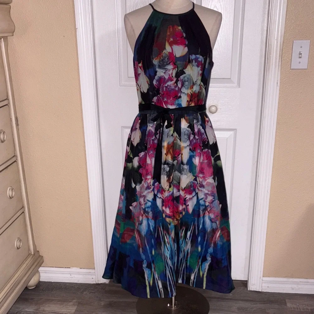 Kay Unger Floral Halter Dress Size 12 - Picture 2 of 7